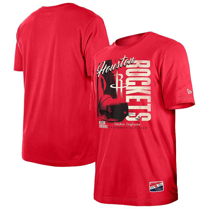 Men's New Era Red Houston Rockets Distressed Throwback Vintage Color Pack T-Shirt, Size: Large