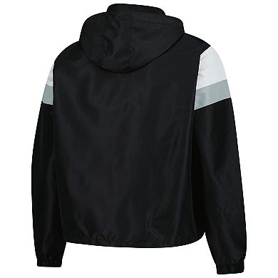 Women's Profile Black Milwaukee Brewers Quarter-Zip Anorak Hooded Jacket