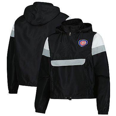Women's�Profile Black Chicago Cubs Quarter-Zip Anorak Hooded Jacket