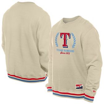 Men's New Era Cream Texas Rangers Throwback Pullover Sweatshirt