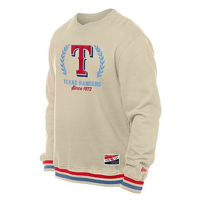 Men's New Era Cream Texas Rangers Throwback Pullover Sweatshirt