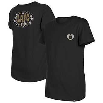 Girls Youth New Era Black LAFC Bubble Heart T-Shirt