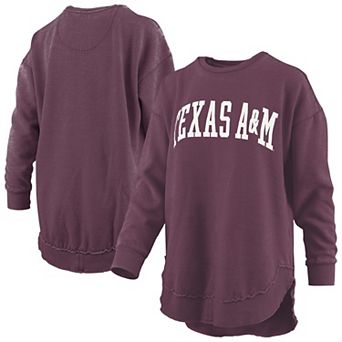 Women's Pressbox Maroon Texas A&M Aggies Melange Poncho Vintage Fleece Long Sleeve Pullover Sweatshirt