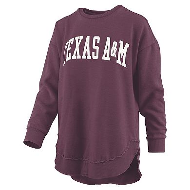 Women's Pressbox Maroon Texas A&M Aggies Melange Poncho Vintage Fleece Long Sleeve Pullover Sweatshirt