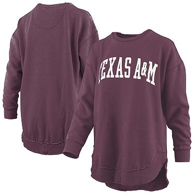 Women's Pressbox Maroon Texas A&M Aggies Melange Poncho Vintage Fleece Long Sleeve Pullover Sweatshirt