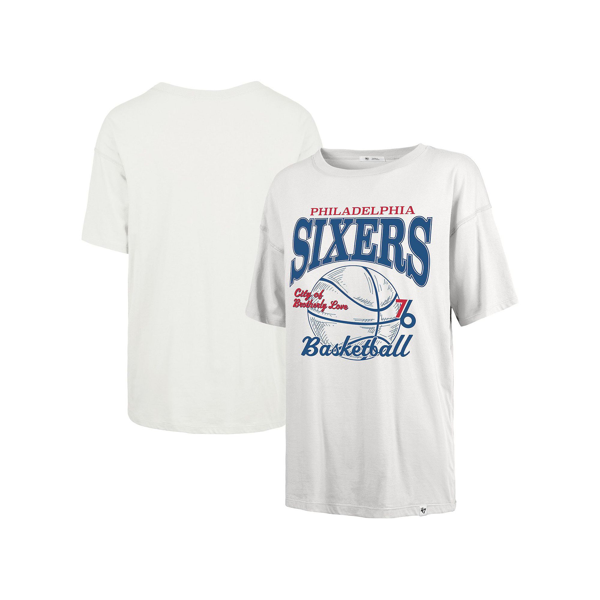 Womens 47  White Philadelphia 76ers City Edition Down Court Sadie T-Shirt