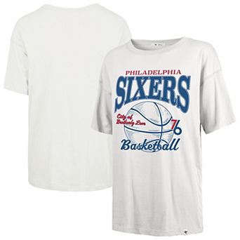 Women's '47 White Philadelphia 76ers City Edition Down Court Sadie T-Shirt