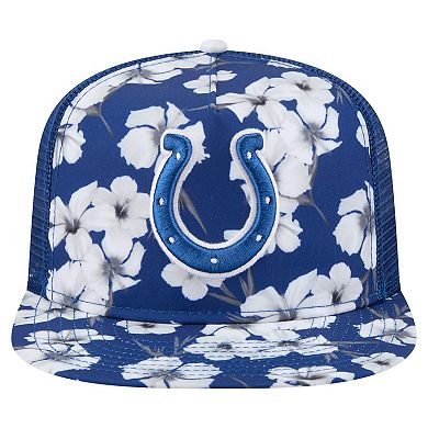 Men's New Era Royal Indianapolis Colts Adventure Pattern Golfer Snapback Hat