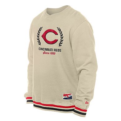 Men's New Era Cream Cincinnati Reds Throwback Pullover Sweatshirt