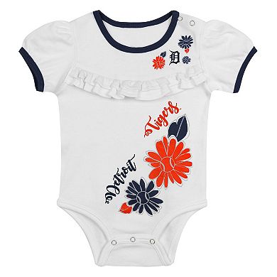 Infant White Detroit Tigers Sweet Catcher 3-Piece Headband Skirt Set