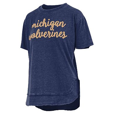 Women's Pressbox Navy Michigan Wolverines Poncho T-Shirt