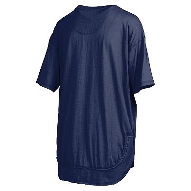 Women's Pressbox Navy Michigan Wolverines Poncho T-Shirt