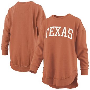 Women's Pressbox Texas Orange Texas Longhorns Melange Poncho Vintage Fleece Long Sleeve Pullover Sweatshirt