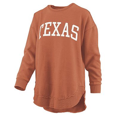 Women's Pressbox Texas Orange Texas Longhorns Melange Poncho Vintage Fleece Long Sleeve Pullover Sweatshirt