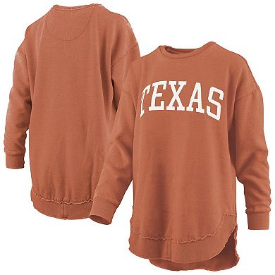 Women's Pressbox Texas Orange Texas Longhorns Melange Poncho Vintage Fleece Long Sleeve Pullover Sweatshirt