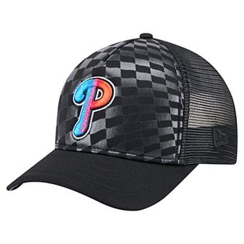 Men's New Era Black Philadelphia Phillies Gradient 9FORTY A-Frame M-Crown Trucker Adjustable Hat