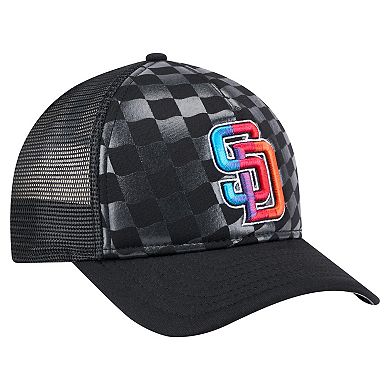 Men's New Era Black San Diego Padres Gradient 9FORTY A-Frame M-Crown Trucker Adjustable Hat