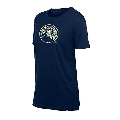 Women's New Era Navy Minnesota Timberwolves Glam Game Flower T-Shirt