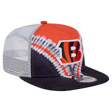 Men's New Era Orange/Black Cincinnati Bengals Throwback Dye Golfer Snapback Hat
