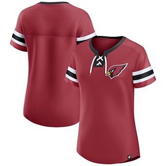 Women's Fanatics Garnet Arizona Cardinals Lace-Up Bling T-Shirt