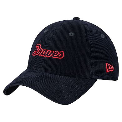 Women's New Era Navy Atlanta Braves Corduroy 9TWENTY Adjustable Hat