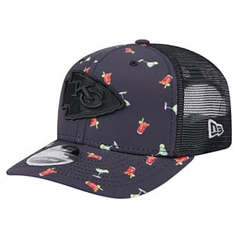 Men's New Era Navy/Black Kansas City Chiefs Adventure Drinks Pattern 9SEVENTY Stretch-Snap Hat