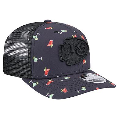 Men's New Era Navy/Black Kansas City Chiefs Adventure Drinks Pattern 9SEVENTY Stretch-Snap Hat