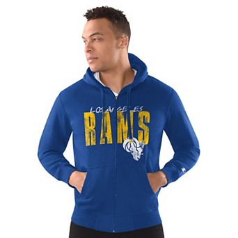 Men's Starter Royal Los Angeles Rams Distressed Classic Full-Zip Hoodie