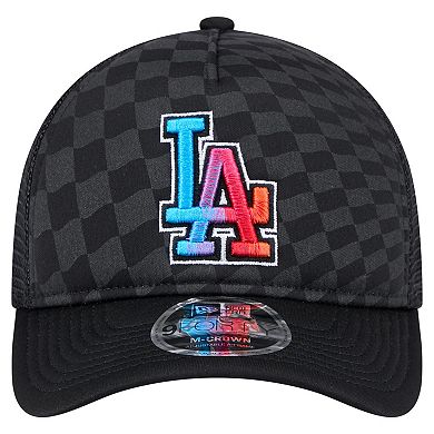 Men's New Era Black Los Angeles Dodgers Gradient 9FORTY A-Frame M-Crown Trucker Adjustable Hat