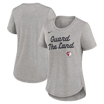 Women's Nike Heather Gray Cleveland Guardians Script Tri-Blend T-Shirt