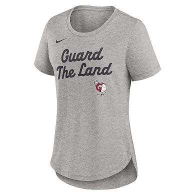 Women's Nike Heather Gray Cleveland Guardians Script Tri-Blend T-Shirt