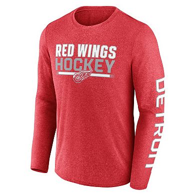 Men's Fanatics Heather Red Detroit Red Wings Sweep Iconic Synthetic Long Sleeve T-Shirt