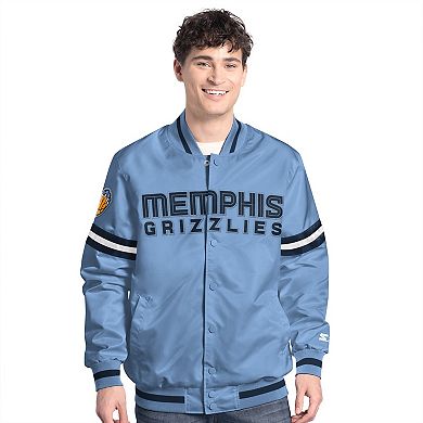Men's Starter Light Blue/Navy Memphis Grizzlies Scout Full Snap Varsity Jacket