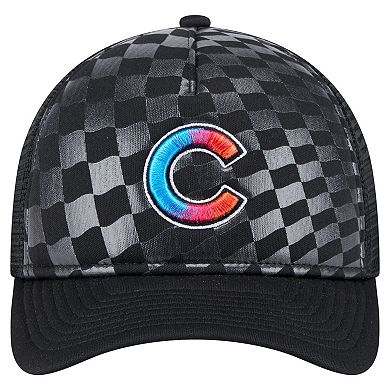 Men's New Era Black Chicago Cubs Gradient 9FORTY A-Frame M-Crown Trucker Adjustable Hat