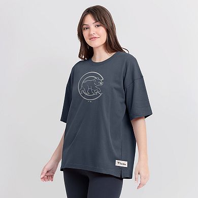 Women's Fanatics Blue Chicago Cubs Oversized Elements Raw Edge Future Ground T-Shirt