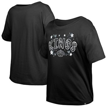 Girl's Youth New Era Black Los Angeles Kings Flip Sequin T-Shirt