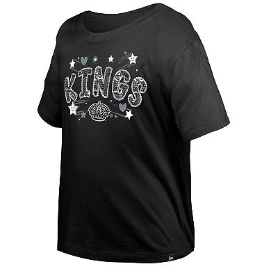 Girl's Youth New Era Black Los Angeles Kings Flip Sequin T-Shirt