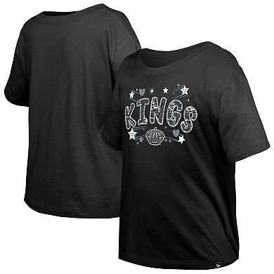 Girl's Youth New Era Black Los Angeles Kings Flip Sequin T-Shirt
