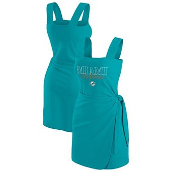 Women's WEAR by Erin Andrews Aqua Miami Dolphins Wrap Dress