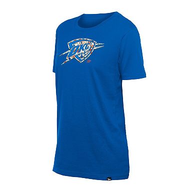 Women's New Era Blue Oklahoma City Thunder Glam Game Flower T-Shirt