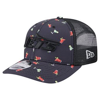 Men's New Era Navy/Black New York Jets Adventure Drinks Pattern 9SEVENTY Stretch-Snap Hat