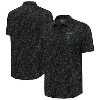 Men's��Antigua Black Austin FC Lush Woven Button-Up Top