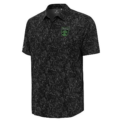 Men's Antigua Black Austin FC Lush Woven Button-Up Top