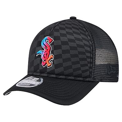 Men's New Era Black Chicago White Sox Gradient 9FORTY A-Frame M-Crown Trucker Adjustable Hat