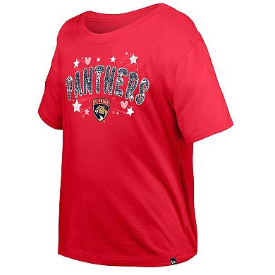 Girl's Youth New Era Red Florida Panthers Flip Sequin T-Shirt