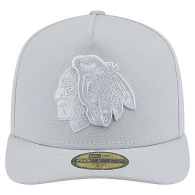 Men's New Era Gray Chicago Blackhawks Color Pack A-Frame 59FIFTY Fitted Hat