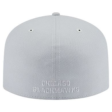 Men's New Era Gray Chicago Blackhawks Color Pack A-Frame 59FIFTY Fitted Hat