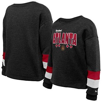 Youth Girls��5th & Ocean by New Era Black Atlanta United FC High-Low Crewneck Sweatshirt