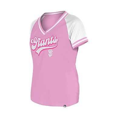 Women's New Era Light Pink San Francisco Giants Gameday V-Neck T-Shirt