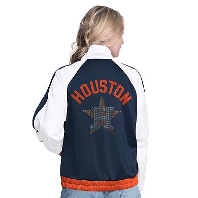 Women's G-III Sports by Carl Banks White/Navy Houston Astros Rally Rhinestone Raglan Full-Zip Track Jacket
